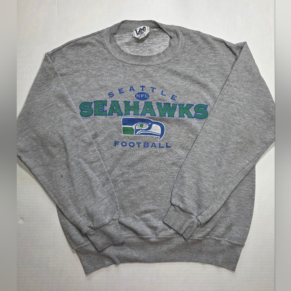 Vintage Seattle Seahawks Crewneck Sweatshirt Lee Sport Gray Medium 90s NFL